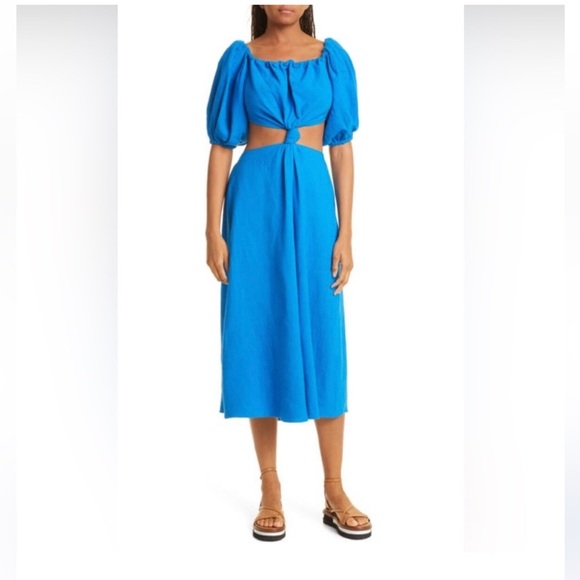 NWT Farm Rio Blue Linen Cut Out Dress Size S Retail $200 - Picture 1 of 8
